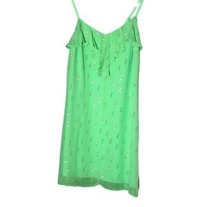 Lily Pulitzer XS Silk Gianna Dress Vibrant Green & Gold. B119
